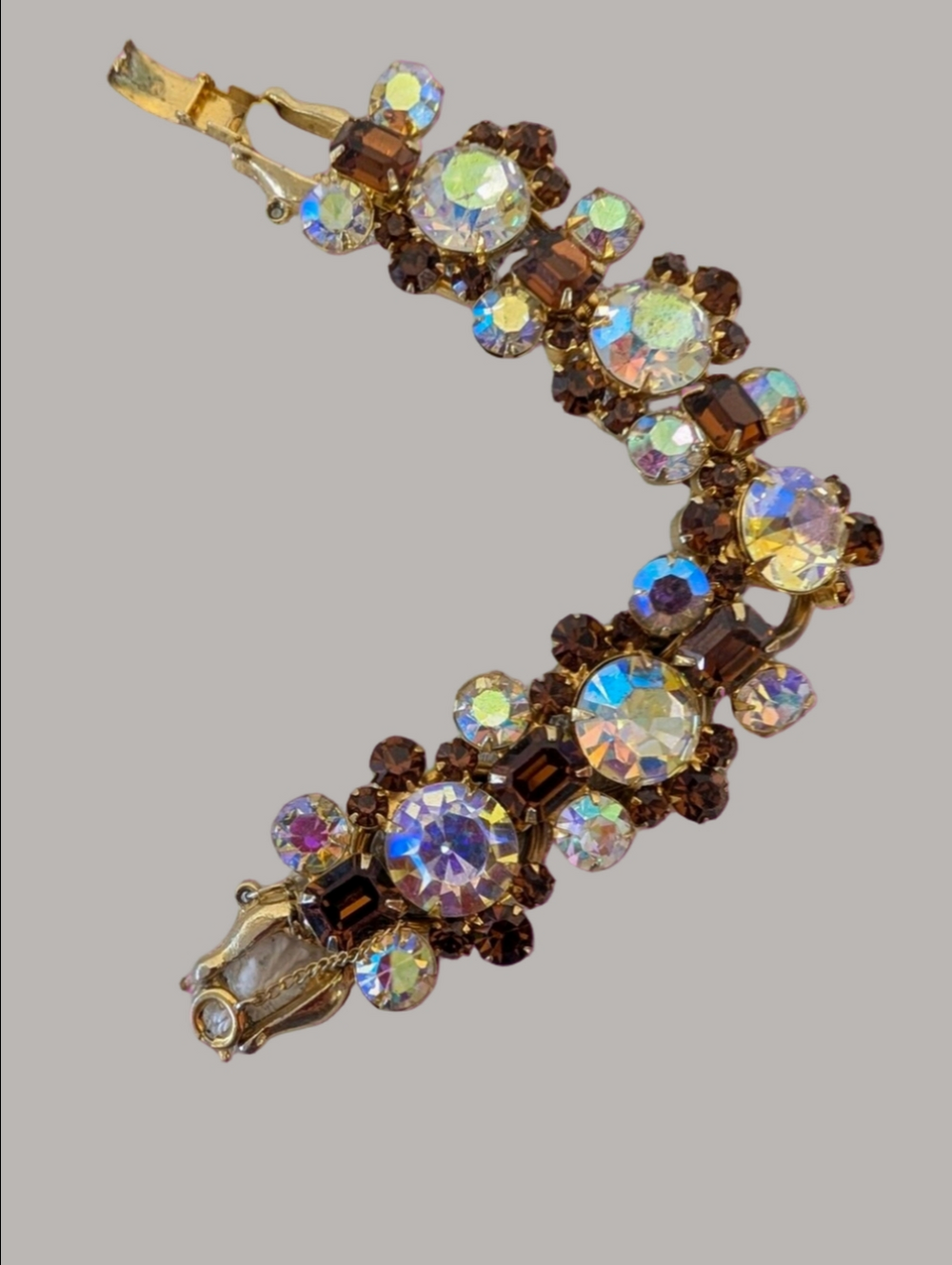 Vintage Bracelet Juliana Aurora Borealis and Rootbeer Brown Crystal